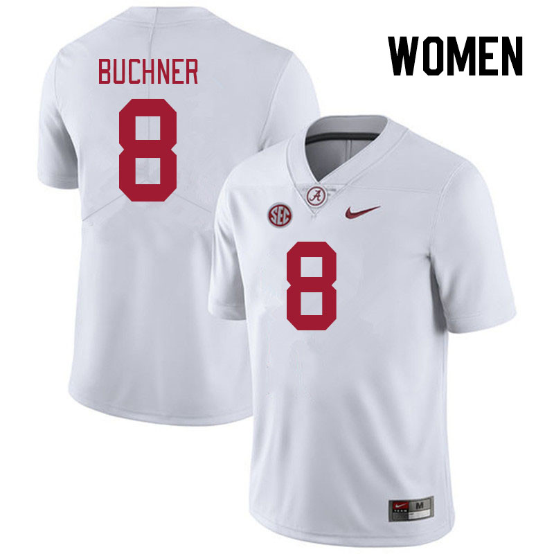 Women #8 Tyler Buchner Alabama Crimson Tide College Footabll Jerseys Stitched Sale-White